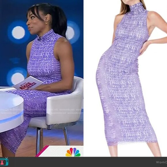 AFRM Poste Maxi Length Bodycon Dress Purple Croc - Picture 2 of 3